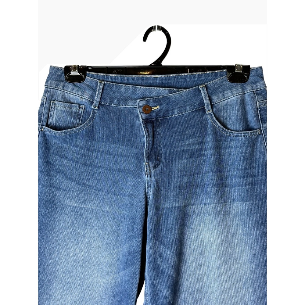 Halara Asymmetric High Waist Baggy Jeans Women Medium Petite Blue Stretch Denim - Picture 6 of 9